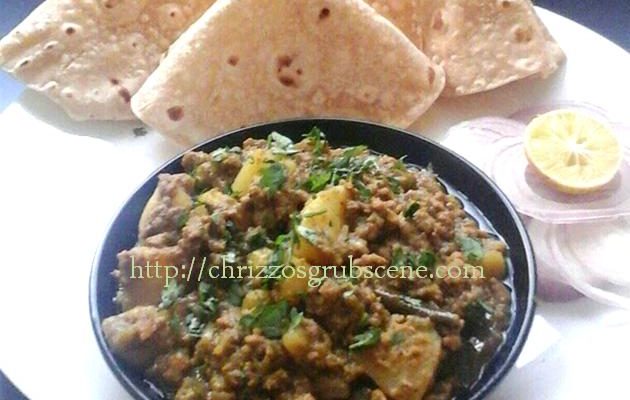 Beef Mince in Green Masala with peas and potatoes Recipe