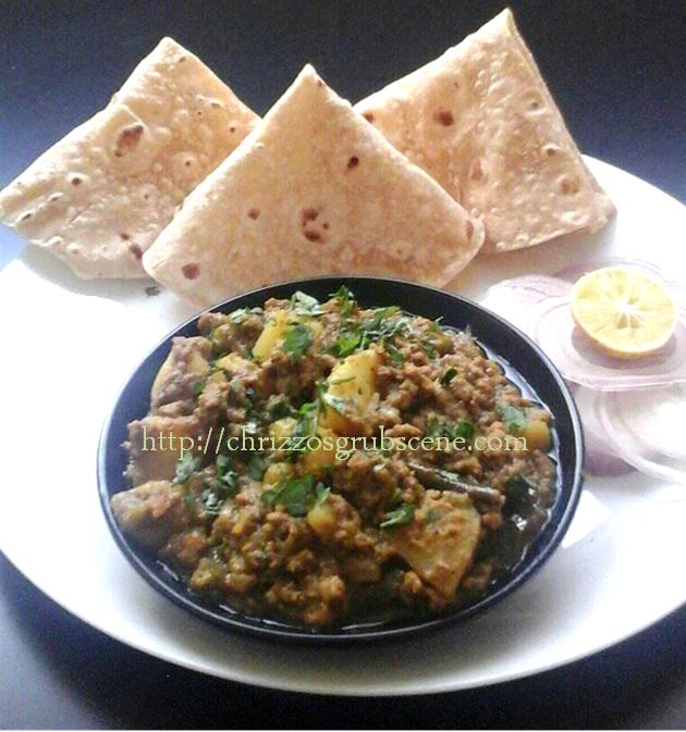 Beef Mince in Green Masala with peas and potatoes Recipe