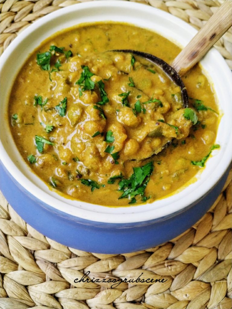 Recipe for Green Vatana/Dried Peas curry/Chana Roce with coconut