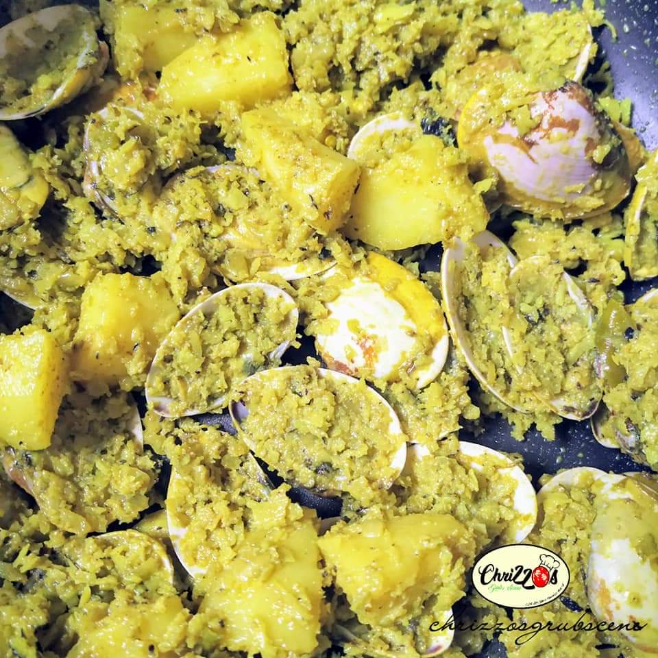 Simple Recipe for Tesreo/Clams Sukha with Potatoes