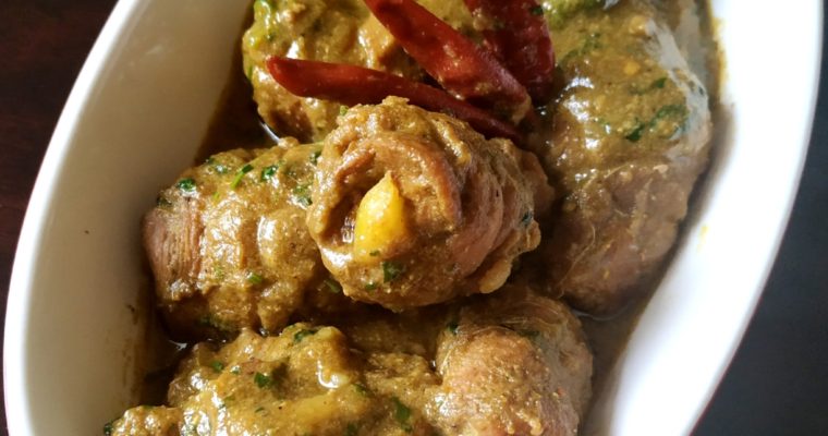 Recipe for Beef Roulade/Rolls in Green Masala