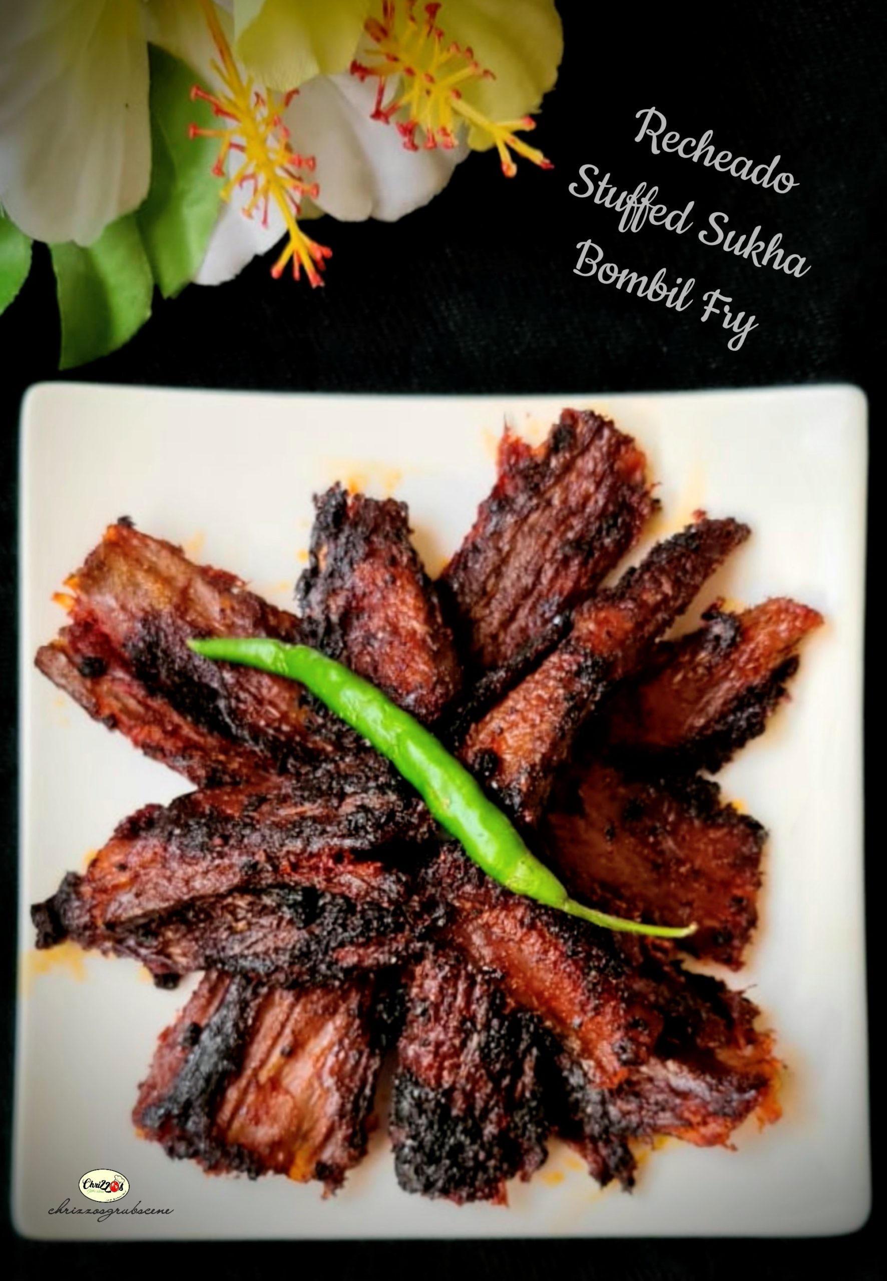 Recipe for Recheado Stuffed Sukha Bombil Fry(Dry Bombay Duck)