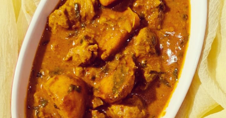 Recipe for Papa’s Fried Masala Meat curry with Methi and Potatoes